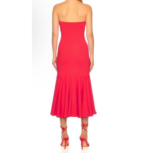 Susana Monaco Tube Flutter bottom midi dress NWT medium watermelon - Picture 2 of 6